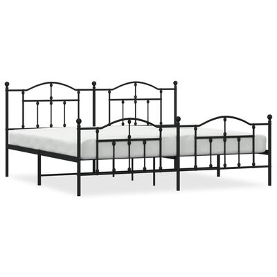 vidaXL Cadre de lit métal sans matelas avec pied de lit noir 200x200cm