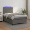 vidaXL Sommier &agrave; lattes de lit matelas LED gris 120x190 cm similicuir