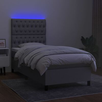 vidaXL Sommier à lattes de lit et matelas et LED Gris clair 100x200 cm