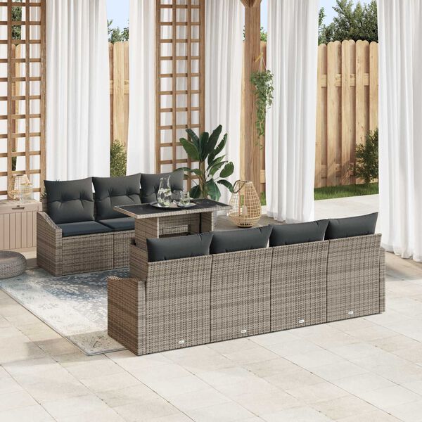 vidaXL Ensemble de canapé de jardin 8 pcs Gris Poly rotin