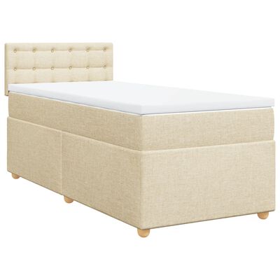 vidaXL Sommier à lattes de lit et matelas Crème 90x190 cm Tissu