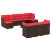 vidaXL Ensemble de canap&eacute; de jardin 11 pcs avec coussins marron r&eacute;sine tress&eacute;e