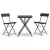 vidaXL Ensemble de bistro pliable 3 pcs Noir R&eacute;sine tress&eacute;e