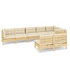 vidaXL Salon de jardin 8 pcs avec coussins cr&egrave;me Bois de pin massif