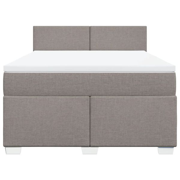 vidaXL Sommier &agrave; lattes de lit avec matelas Taupe 140x200 cm Tissu