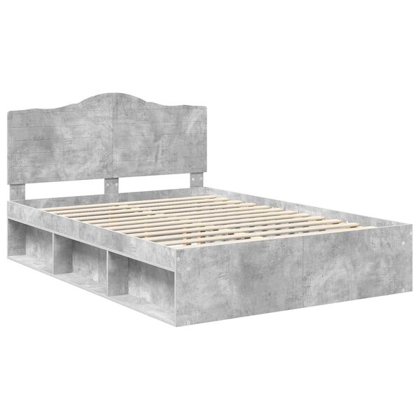 vidaXL Cadre de lit avec t&ecirc;te de lit B&eacute;ton 140 x 190 cm Pin massif