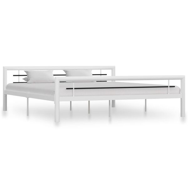 vidaXL Cadre de lit sans matelas blanc et noir m&eacute;tal 180x200 cm