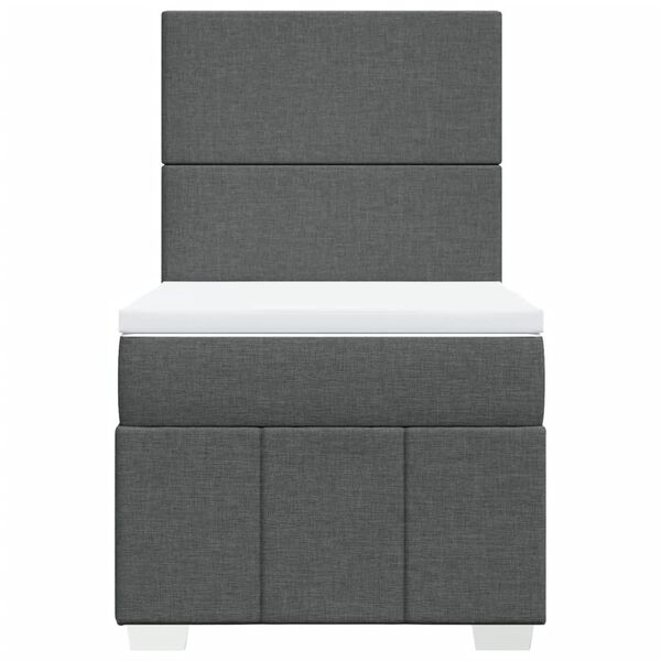 vidaXL Sommier &agrave; lattes de lit et matelas Gris fonc&eacute; 90x190 cm Tissu