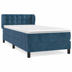 vidaXL Sommier &agrave; lattes de lit et matelas Bleu fonc&eacute; 80x200 cm Velours