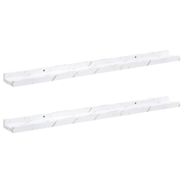 vidaXL &Eacute;tag&egrave;re Murale avec &eacute;tag&egrave;re 2 pcs Marbre blanc 80 x 9 x 3 cm