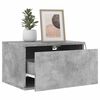 vidaXL Tables de chevet murales avec lumi&egrave;res LED 2 pcs gris b&eacute;ton