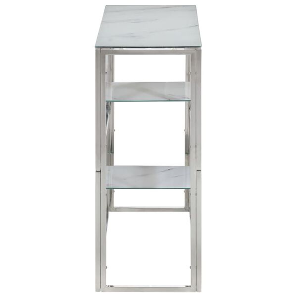 vidaXL Table console argent&eacute; acier inoxydable et verre tremp&eacute;