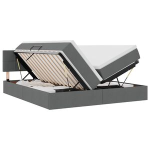 vidaXL Lit de rangement LED avec matelas Gris fonc&eacute; 180 x 200 cm Tissu