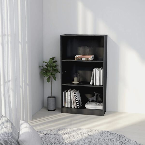 vidaXL Biblioth&egrave;que 3 niveaux Gris brillant 60x24x109 cm Bois