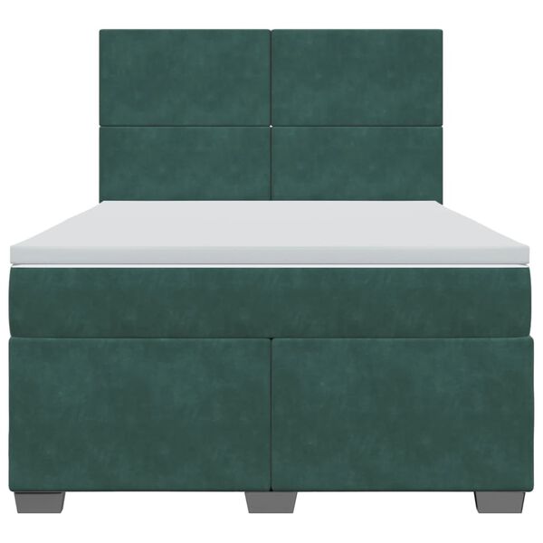 vidaXL Sommier &agrave; lattes de lit et matelas Vert fonc&eacute; 140x190cm Velours