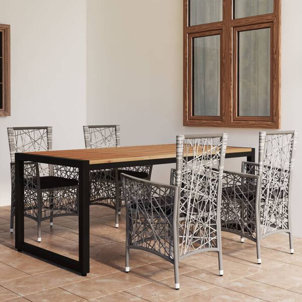 vidaXL Ensemble &agrave; manger de jardin 5 pcs Gris
