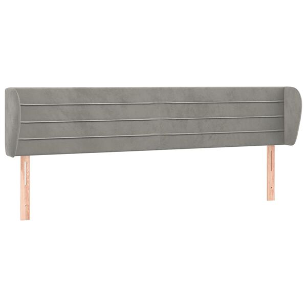 vidaXL T&ecirc;te de lit avec oreilles Gris clair 203x23x78/88 cm Velours