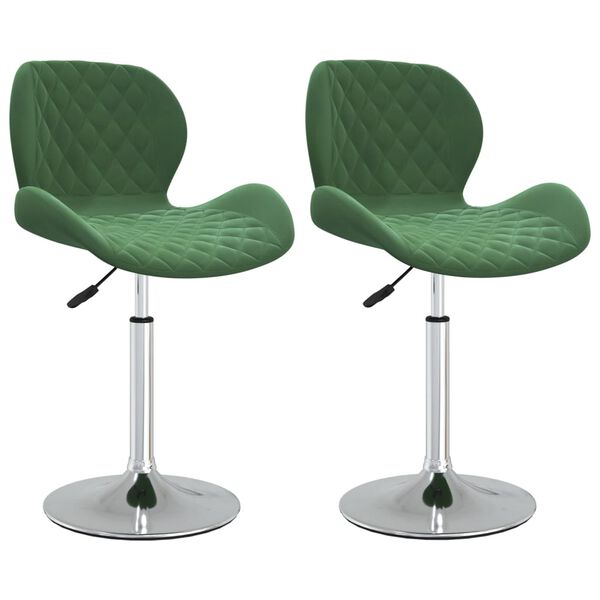 vidaXL Chaises pivotantes &agrave; manger lot de 2 Vert fonc&eacute; Velours