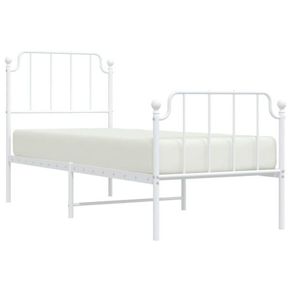 vidaXL Cadre de lit m&eacute;tal sans matelas avec pied de lit blanc 80x200cm