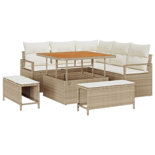 vidaXL Ensemble de canap&eacute; de jardin avec coussin 8 pcs Beige et cr&egrave;me