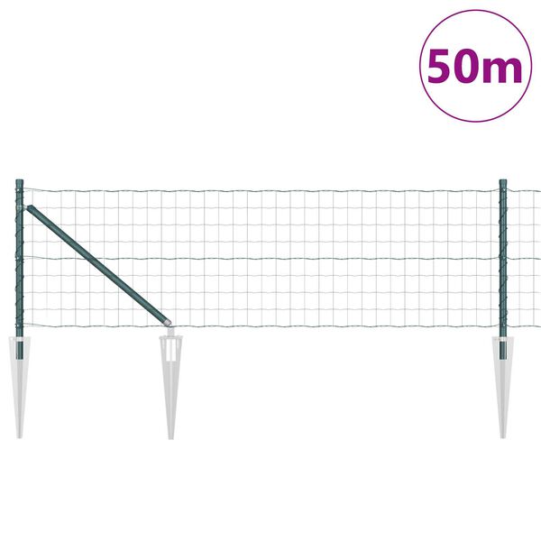 vidaXL Cl&ocirc;ture avec poteau Vert 0,4 x 50 m Acier et PVC
