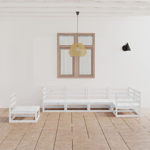 vidaXL Salon de jardin 6 pcs blanc bois de pin massif