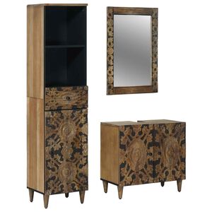 vidaXL Ensemble de mobilier de salle de bain avec tiroir 3 pcs Marron
