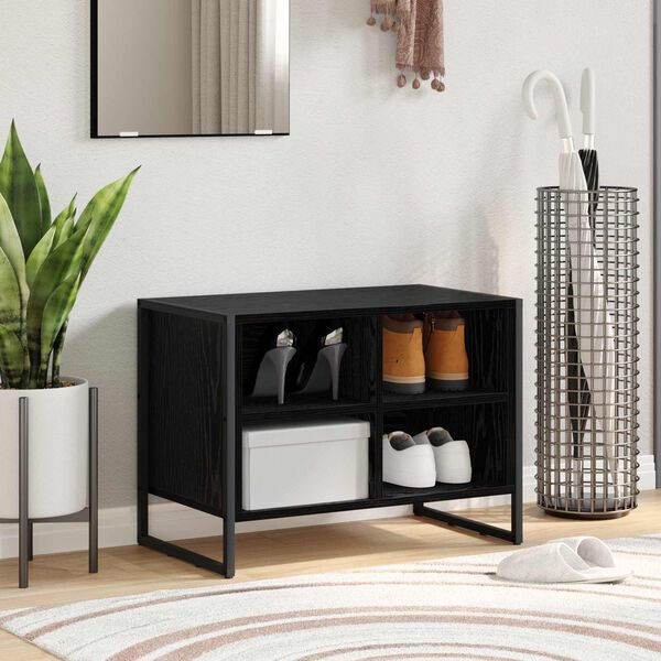 vidaXL Cabinet &agrave; chaussures avec stockage Ch&ecirc;ne noir 60 x 35 x 44 cm