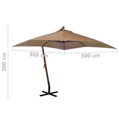 vidaXL Parasol de jardin suspendu avec mât Taupe bois de sapin massif