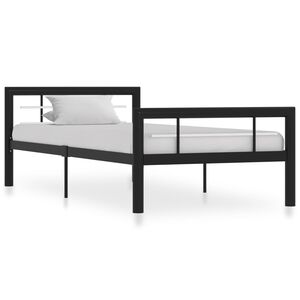 vidaXL Cadre de lit sans matelas noir et blanc m&eacute;tal 100x200 cm