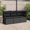 vidaXL Canap&eacute; de jardin avec coussins 3 places en polyrotin noir