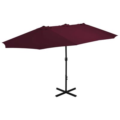 vidaXL Parasol d'extérieur avec mât en aluminium rouge bordeaux