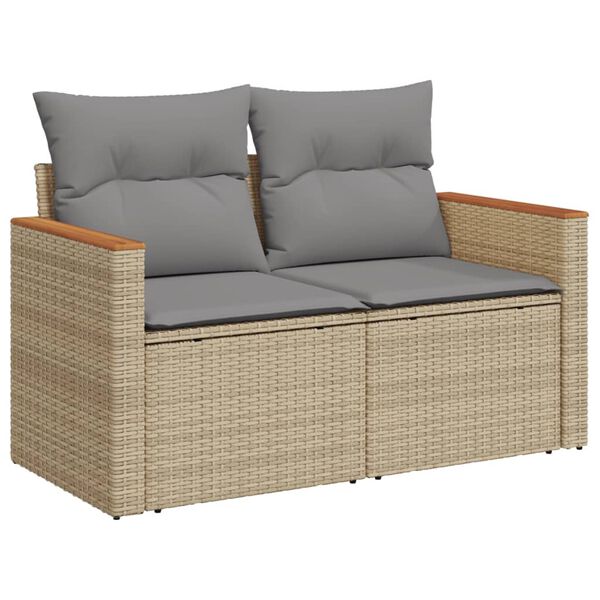 vidaXL Salon de jardin avec coussins 8pcs m&eacute;lange beige r&eacute;sine tress&eacute;e