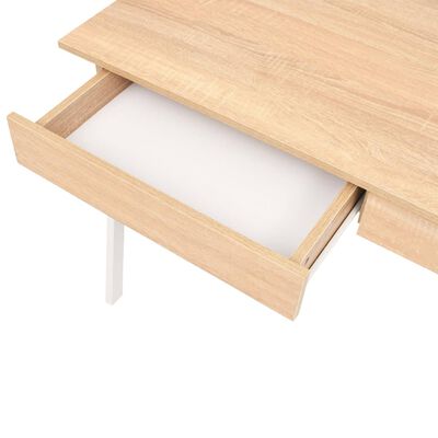 vidaXL Table d'écriture 110x55x75 cm Chêne et blanc