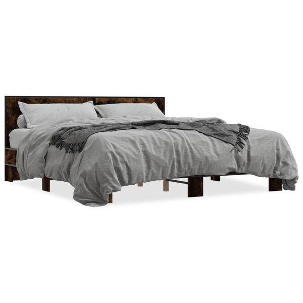 vidaXL Cadre de lit sans matelas ch&ecirc;ne fum&eacute; 180x200 cm