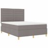 vidaXL Lit &agrave; ressort LED avec matelas Taupe 140 x 190 cm tissu