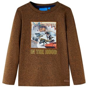 vidaXL T-shirt enfant &agrave; manches longues m&eacute;lange cognac 104