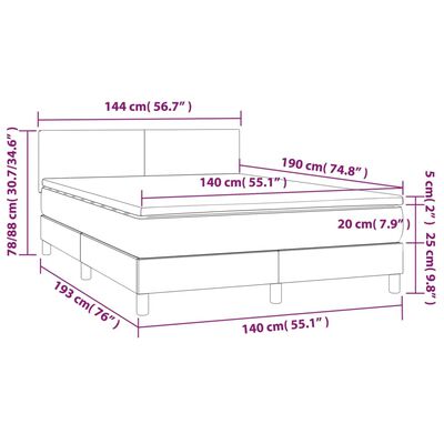 vidaXL Sommier à lattes de lit avec matelas Crème 140x190 cm Tissu