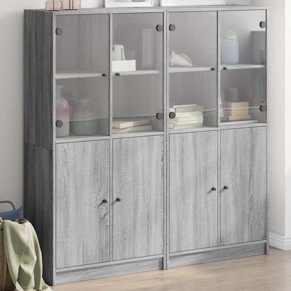 vidaXL Biblioth&egrave;que avec portes sonoma gris 136x37x142 cm
