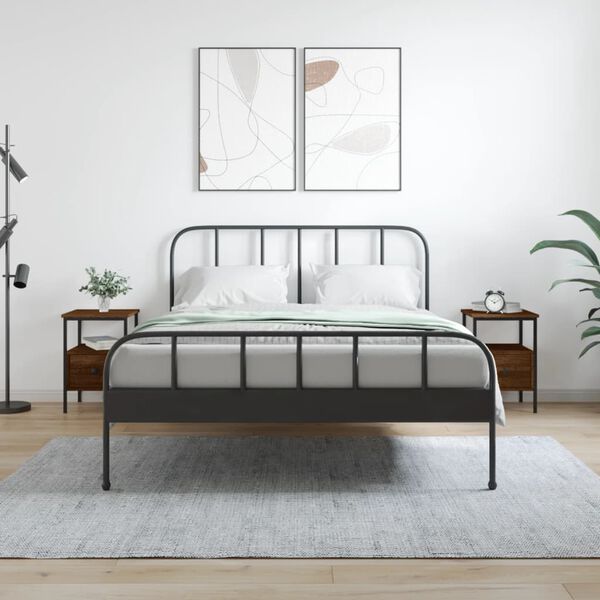 vidaXL Tables de chevet 2 pcs chêne marron 34x36x50 cm bois ingénierie