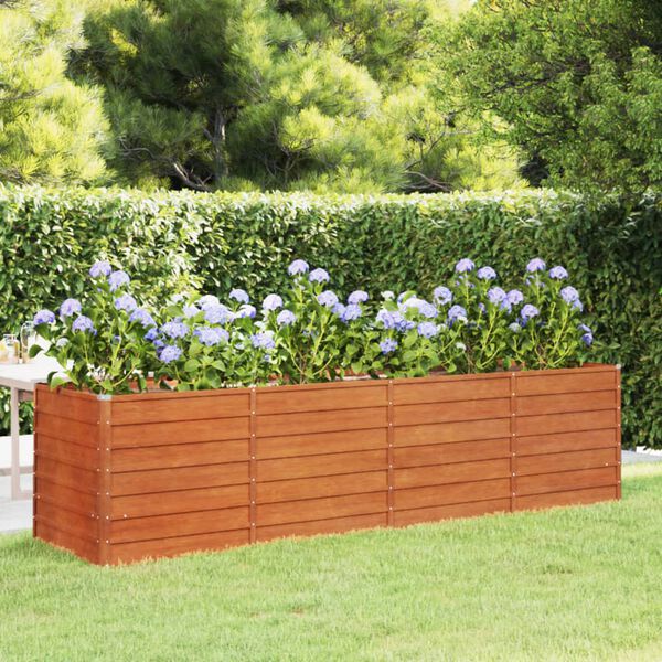 vidaXL Lit sur&eacute;lev&eacute; de jardin rouill&eacute; 320x80x77 cm acier corten