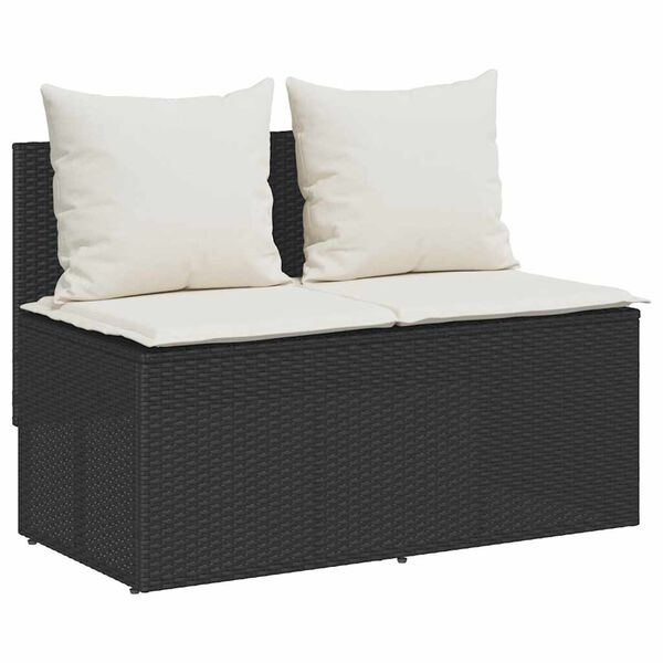 vidaXL Ensemble &agrave; manger de jardin avec coussins 3 pcs Noir