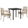vidaXL Ensemble &agrave; manger de jardin et coussins 3 pcs Beige poly rotin