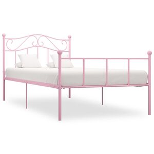 vidaXL Cadre de lit sans matelas rose m&eacute;tal 100x200 cm