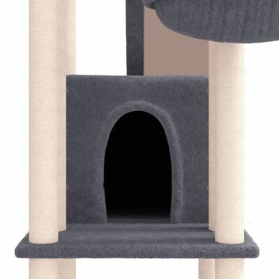 vidaXL Arbre à chat avec griffoirs en sisal Gris foncé 201 cm