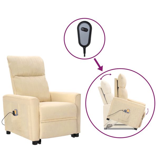 vidaXL Fauteuil de massage Cr&egrave;me Tissu