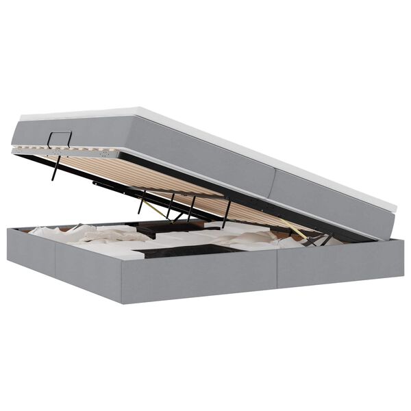 vidaXL Lit avec rangement et matelas Gris clair 200 x 200 cm Polyester