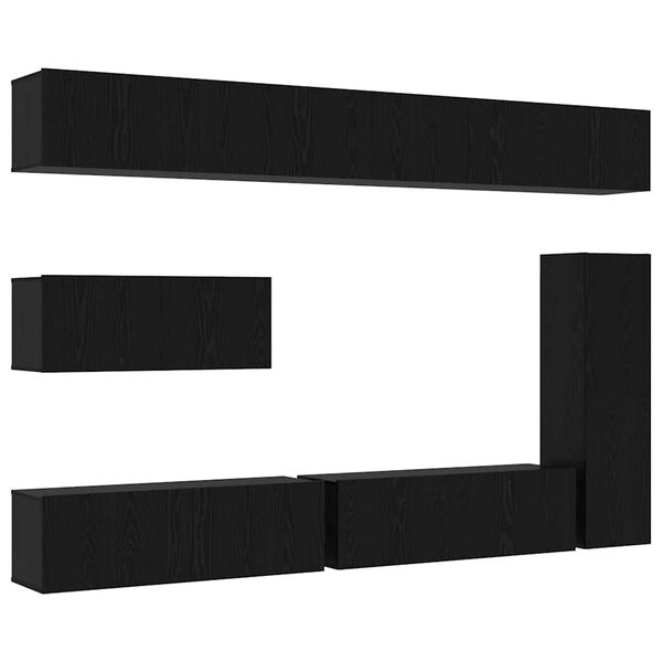 vidaXL Ensemble meuble TV 7 pcs Ch&ecirc;ne noir Bois d'ing&eacute;nierie