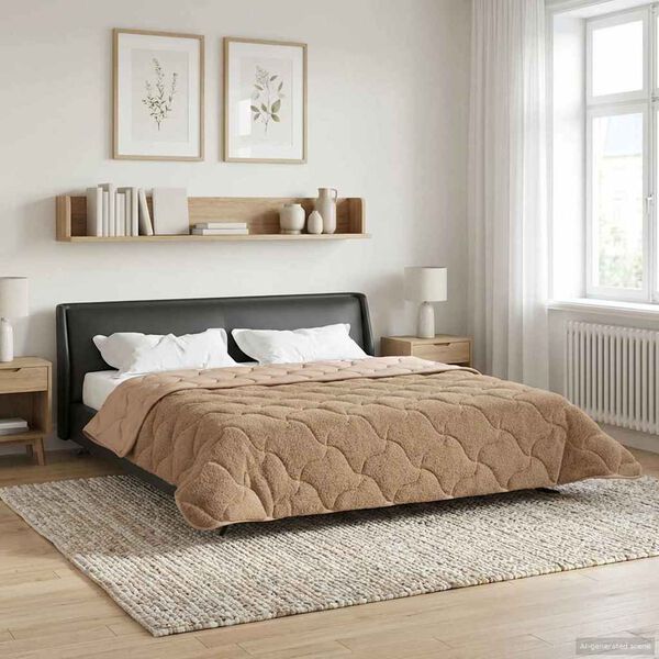 vidaXL Duvet d'&eacute;t&eacute; simple Matelass&eacute; Taupe 200 x 220 cm