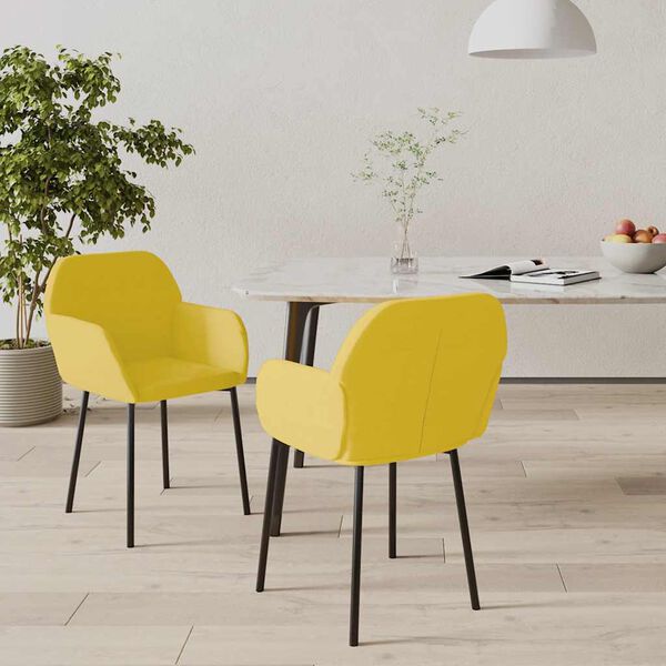 vidaXL Chaises à manger lot de 2 Jaune Velours